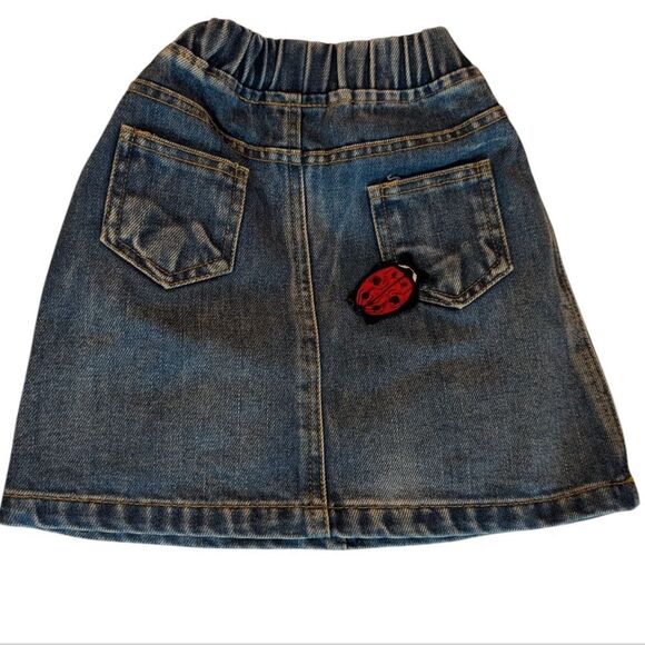 Lola + The Boys Denim Butterfly Flower & Ladybug Patch Jean Skirt Girl 7 - Picture 3 of 6